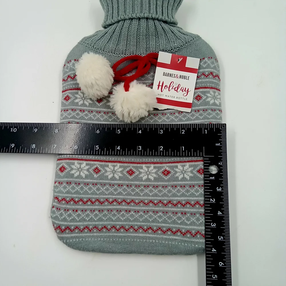 Barnes & Noble Festive Gray and Red Hot Water Bottle